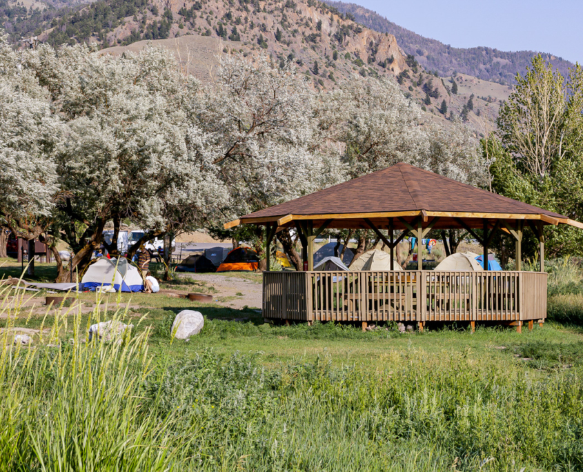 Tent Camping Next To The Yellowstone River Yellowstone Hot Springs